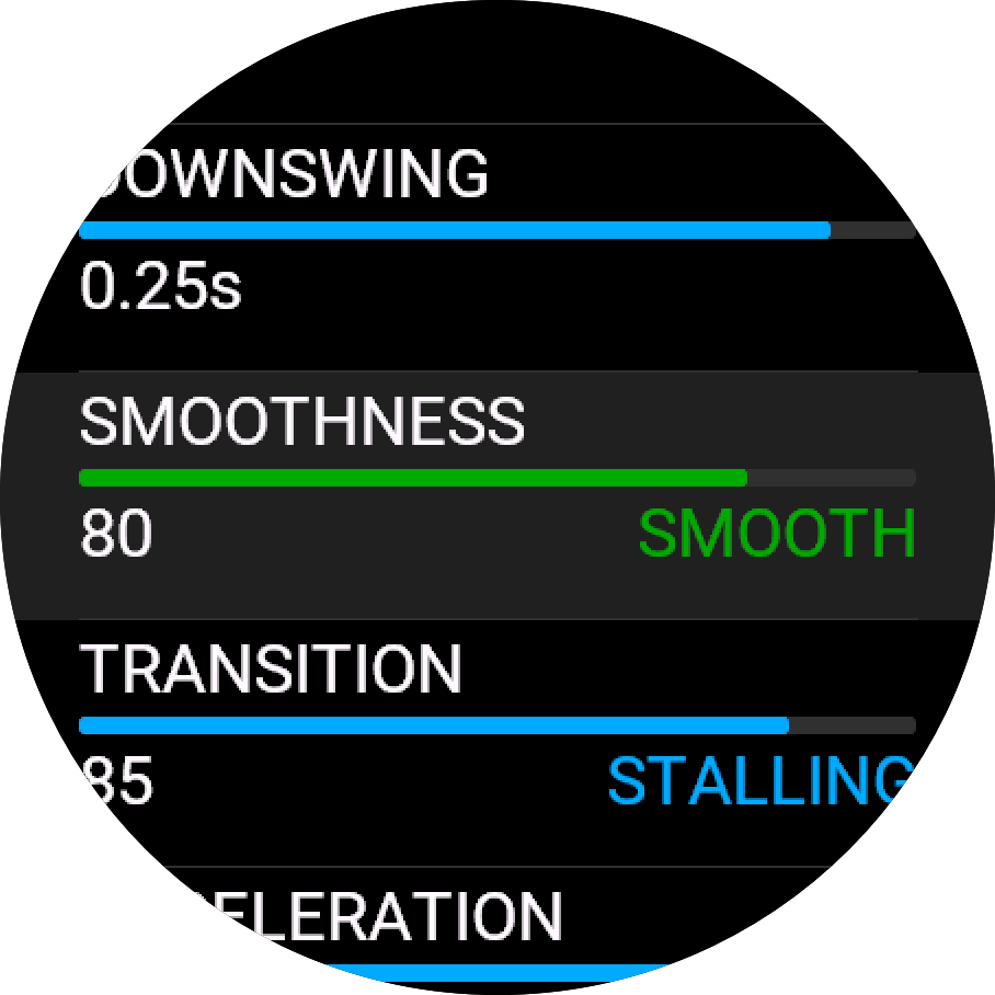 Swing details: smoothness and transition