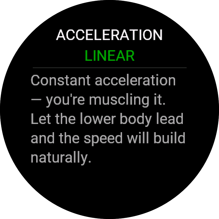 Coaching tip for acceleration